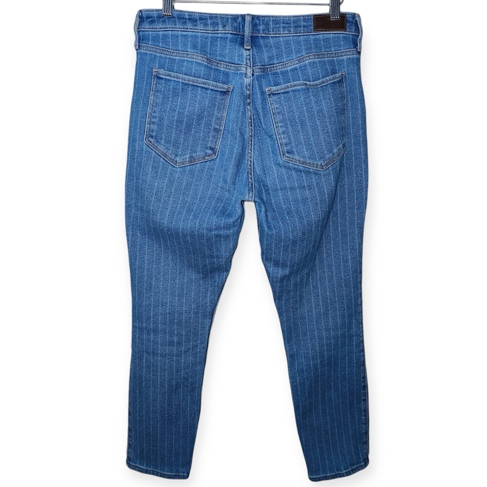 Hollister Blue White Pinstripe Ultra High Rise Ankle Skinny Jeans - Picture 4 of 8